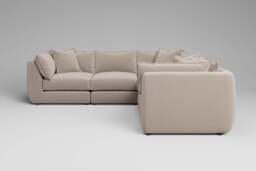 Utopia - 5 Piece - Rearrangeable Modular Sofa, Basket Weave / Sand / Tailored Trim - thumbnail 2