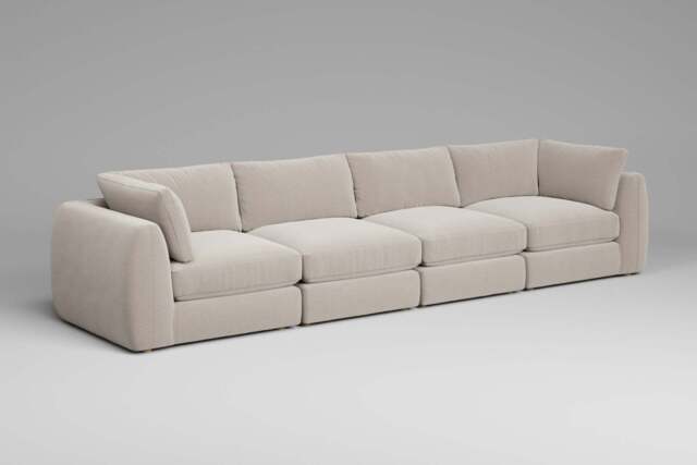 Zen - 4 Piece - Rearrangeable Modular Sofa, Plush Chenille / Chalk / Full-Width Back Cushions - image 1
