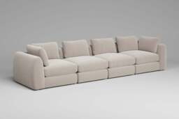 Zen - 4 Piece - Rearrangeable Modular Sofa, Plush Chenille / Chalk / Full-Width Back Cushions - thumbnail 3