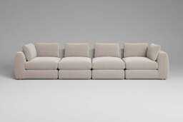 Zen - 4 Piece - Rearrangeable Modular Sofa, Plush Chenille / Chalk / Full-Width Back Cushions - thumbnail 2