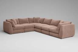 Utopia - 6 Piece - Rearrangeable Modular Sofa, Cotton Blend / Chai / Casual Trim - thumbnail 4