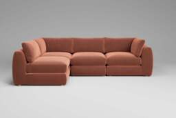 Zen - 4 Piece Corner - Rearrangeable Modular Sofa, Soft Touch Velvet / Cinnamon / Full-Width Back Cushions - thumbnail 1