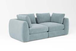 Zen - 2 Piece - Rearrangeable Modular Sofa, Cotton Blend / Topaz / Standard Back Cushions - thumbnail 2