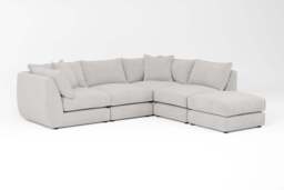Utopia - 4 Piece Open End with Footstool - Rearrangeable Modular Sofa, Brushed Wool Feel / Whisper / Tailored Trim - thumbnail 3