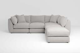 Utopia - 4 Piece Open End with Footstool - Rearrangeable Modular Sofa, Brushed Wool Feel / Whisper / Tailored Trim - thumbnail 2