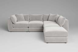 Utopia - 4 Piece Open End with Footstool - Rearrangeable Modular Sofa, Brushed Wool Feel / Whisper / Tailored Trim - thumbnail 5