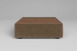 Aura - Coffee Table - Rearrangeable Modular Sofa, Walnut / Luxe Woven Velvet / Mocha - thumbnail 1