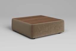 Aura - Coffee Table - Rearrangeable Modular Sofa, Walnut / Luxe Woven Velvet / Mocha - thumbnail 3