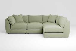 Utopia - 4 Piece Open End - Rearrangeable Modular Sofa, Brushed Wool Feel / Sage / Tailored Trim - thumbnail 2