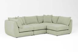 Utopia - 4 Piece Open End - Rearrangeable Modular Sofa, Brushed Wool Feel / Sage / Tailored Trim - thumbnail 3