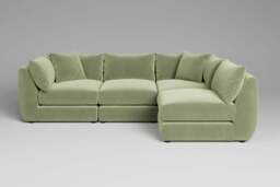 Utopia - 4 Piece Open End - Rearrangeable Modular Sofa, Brushed Wool Feel / Sage / Tailored Trim - thumbnail 5