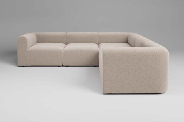 Aura - 5 Piece Corner - Rearrangeable Modular Sofa, Basket Weave / Sand - image 1