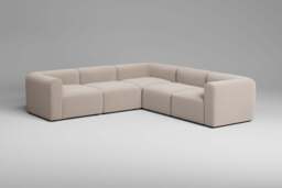 Aura - 5 Piece Corner - Rearrangeable Modular Sofa, Basket Weave / Sand - thumbnail 3
