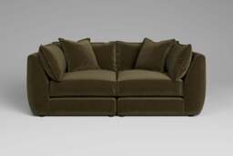 Utopia - 2 Piece - Rearrangeable Modular Sofa, Luxe Woven Velvet / Forest Green / Casual Trim