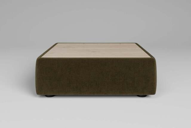 Utopia - Coffee Table - Rearrangeable Modular Sofa, Oak / Luxe Woven Velvet / Forest Green