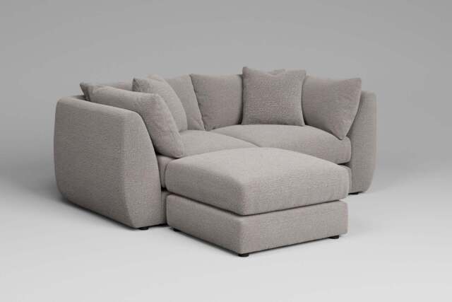 Utopia - 2 Piece with Footstool - Rearrangeable Modular Sofa, Boucle / Mink / Tailored Trim - image 1