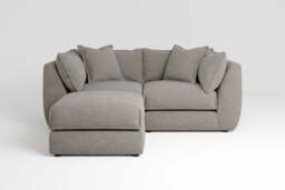 Utopia - 2 Piece with Footstool - Rearrangeable Modular Sofa, Boucle / Mink / Tailored Trim - thumbnail 3