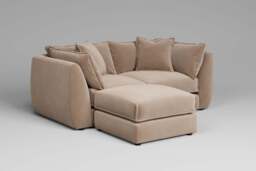 Utopia - 2 Piece with Footstool - Rearrangeable Modular Sofa, Boucle / Mink / Tailored Trim - thumbnail 7
