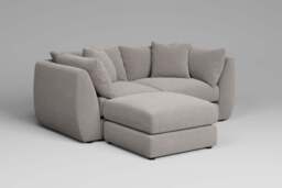 Utopia - 2 Piece with Footstool - Rearrangeable Modular Sofa, Boucle / Mink / Tailored Trim - thumbnail 1