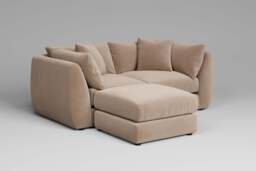 Utopia - 2 Piece with Footstool - Rearrangeable Modular Sofa, Boucle / Mink / Tailored Trim - thumbnail 9