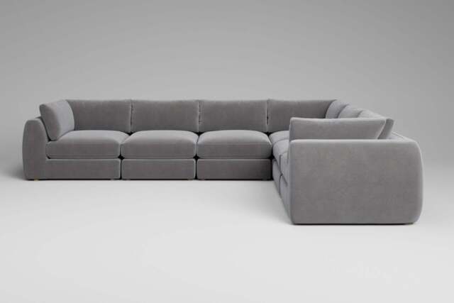 Zen - 6 Piece Corner - Rearrangeable Modular Sofa, Brushed Wool Feel / Pewter / Full-Width Back Cushions - image 1