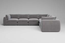 Zen - 6 Piece Corner - Rearrangeable Modular Sofa, Brushed Wool Feel / Pewter / Full-Width Back Cushions - thumbnail 1