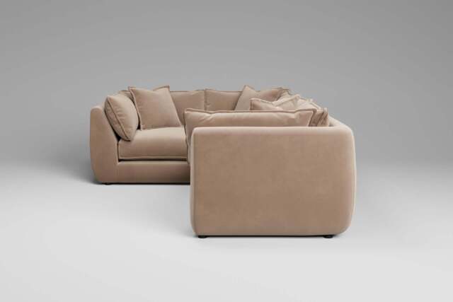 Utopia - 4 Piece - Rearrangeable Modular Sofa, Soft Touch Velvet / Soft Mink / Casual Trim - image 1