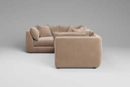 Utopia - 4 Piece - Rearrangeable Modular Sofa, Soft Touch Velvet / Soft Mink / Casual Trim - thumbnail 1