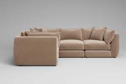 Utopia - 4 Piece - Rearrangeable Modular Sofa, Soft Touch Velvet / Soft Mink / Casual Trim - thumbnail 3