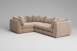 Utopia - 4 Piece - Rearrangeable Modular Sofa, Soft Touch Velvet / Soft Mink / Casual Trim - thumbnail 2