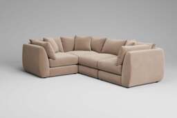 Utopia - 4 Piece - Rearrangeable Modular Sofa, Soft Touch Velvet / Soft Mink / Casual Trim - thumbnail 4