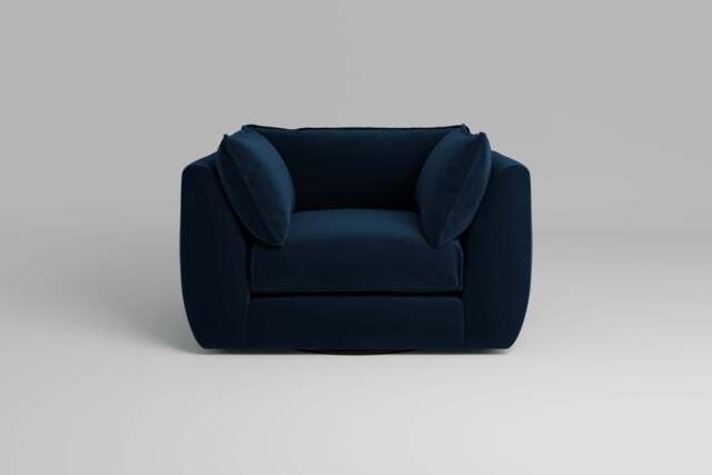 Utopia - Loveseat - Rearrangeable Modular Sofa, Soft Touch Velvet / Royal Blue / Casual Trim