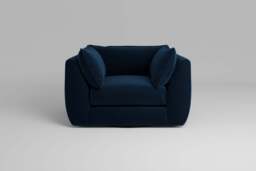 Utopia - Loveseat - Rearrangeable Modular Sofa, Soft Touch Velvet / Royal Blue / Casual Trim