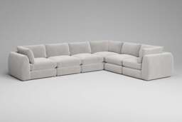 Zen - 6 Piece Corner - Rearrangeable Modular Sofa, Brushed Wool Feel / Whisper / Standard Back Cushions - thumbnail 5