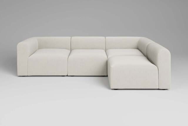 Aura - 4 Piece Open End - Rearrangeable Modular Sofa, Luxe Woven Velvet / Snow - image 1