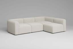 Aura - 4 Piece Open End - Rearrangeable Modular Sofa, Luxe Woven Velvet / Snow - thumbnail 3