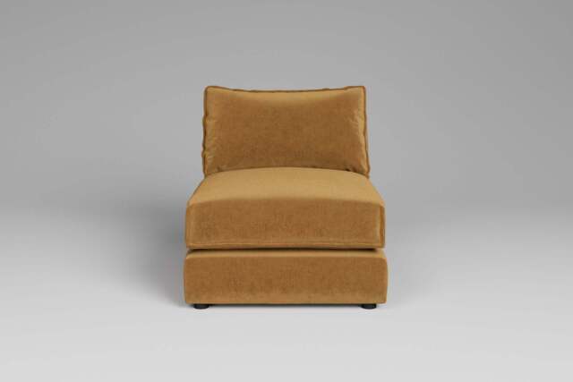 Utopia - Armless - Rearrangeable Modular Sofa, Luxe Woven Velvet / Old Gold / Casual Trim