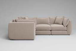 Utopia - 4 Piece - Rearrangeable Modular Sofa, Basket Weave / Sand / Tailored Trim - thumbnail 3