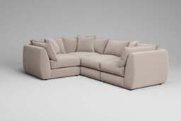 Utopia - 4 Piece - Rearrangeable Modular Sofa, Basket Weave / Sand / Tailored Trim - thumbnail 4