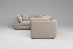 Utopia - 4 Piece - Rearrangeable Modular Sofa, Basket Weave / Sand / Tailored Trim - thumbnail 2