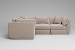 Utopia - 4 Piece - Rearrangeable Modular Sofa, Basket Weave / Sand / Tailored Trim - thumbnail 5