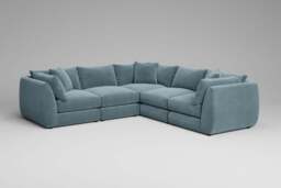 Utopia - 5 Piece - Rearrangeable Modular Sofa, Cotton Blend / Topaz / Casual Trim - thumbnail 4