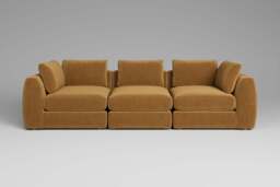 Zen - 3 Piece - Rearrangeable Modular Sofa, Luxe Woven Velvet / Old Gold / Standard Back Cushions