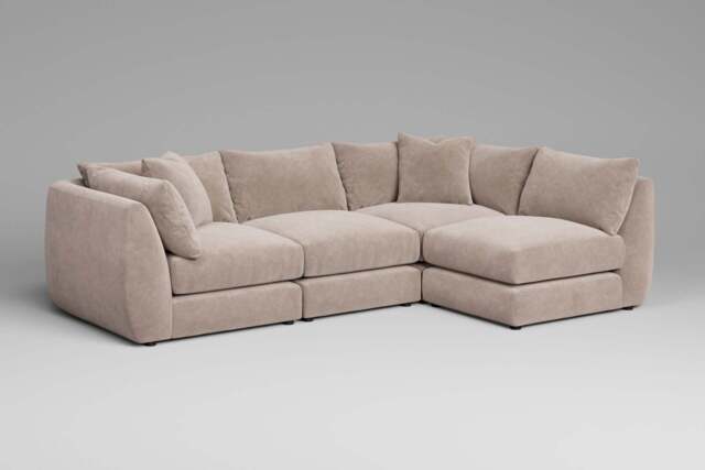 Utopia - 4 Piece Open End - Rearrangeable Modular Sofa, Cotton Blend / Bisque / Tailored Trim - image 1