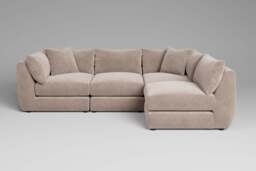 Utopia - 4 Piece Open End - Rearrangeable Modular Sofa, Cotton Blend / Bisque / Tailored Trim - thumbnail 5