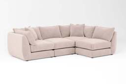 Utopia - 4 Piece Open End - Rearrangeable Modular Sofa, Cotton Blend / Bisque / Tailored Trim - thumbnail 3