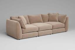 Utopia - 3 Piece - Rearrangeable Modular Sofa, Soft Touch Velvet / Soft Mink / Casual Trim - thumbnail 2