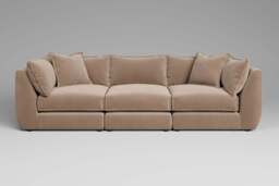 Utopia - 3 Piece - Rearrangeable Modular Sofa, Soft Touch Velvet / Soft Mink / Casual Trim