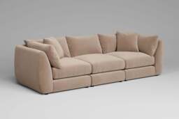 Utopia - 3 Piece - Rearrangeable Modular Sofa, Soft Touch Velvet / Soft Mink / Casual Trim - thumbnail 3