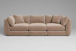 Utopia - 3 Piece - Rearrangeable Modular Sofa, Soft Touch Velvet / Soft Mink / Casual Trim - thumbnail 4